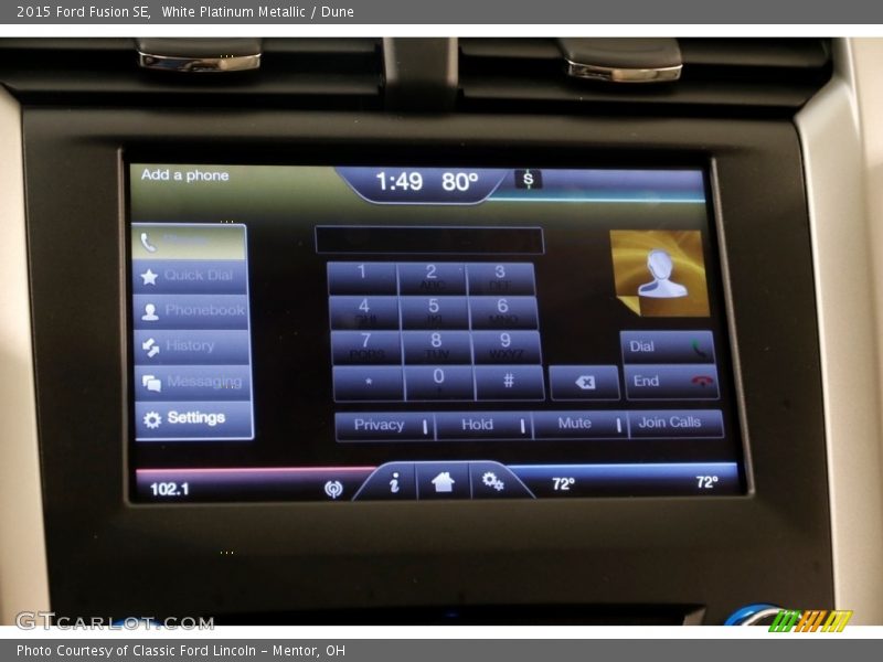 White Platinum Metallic / Dune 2015 Ford Fusion SE