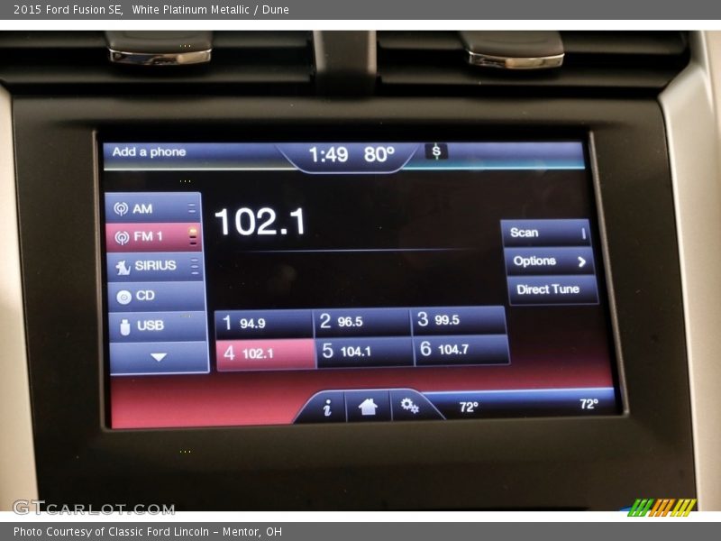 White Platinum Metallic / Dune 2015 Ford Fusion SE
