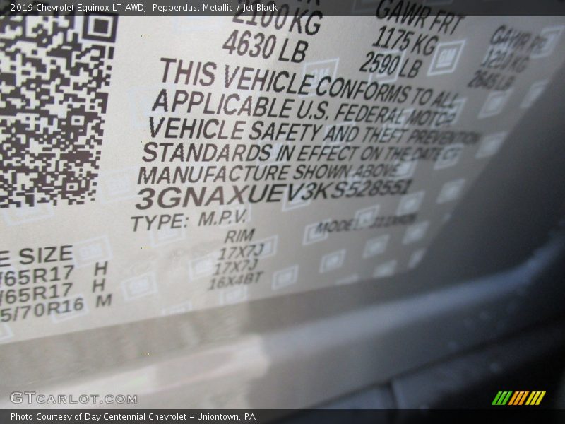 Pepperdust Metallic / Jet Black 2019 Chevrolet Equinox LT AWD