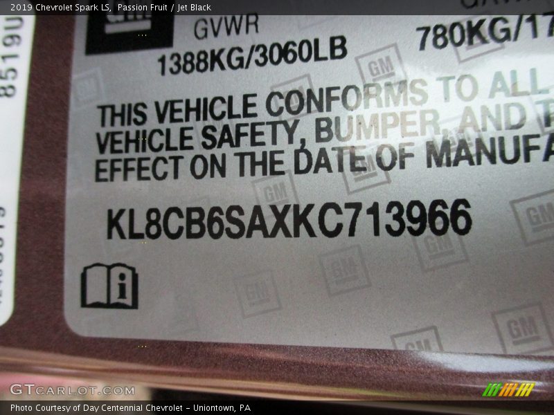 Passion Fruit / Jet Black 2019 Chevrolet Spark LS