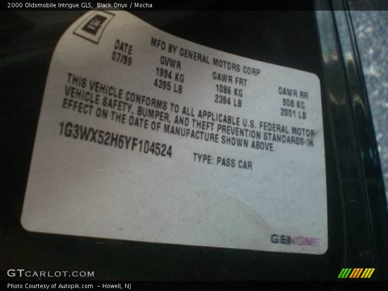 Black Onyx / Mocha 2000 Oldsmobile Intrigue GLS