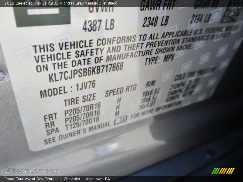 Nightfall Gray Metallic / Jet Black 2019 Chevrolet Trax LT AWD