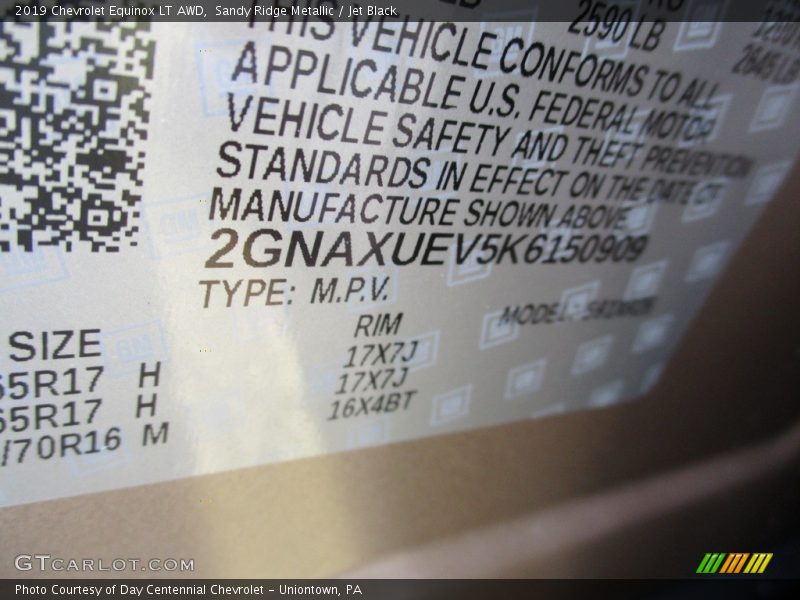 Sandy Ridge Metallic / Jet Black 2019 Chevrolet Equinox LT AWD