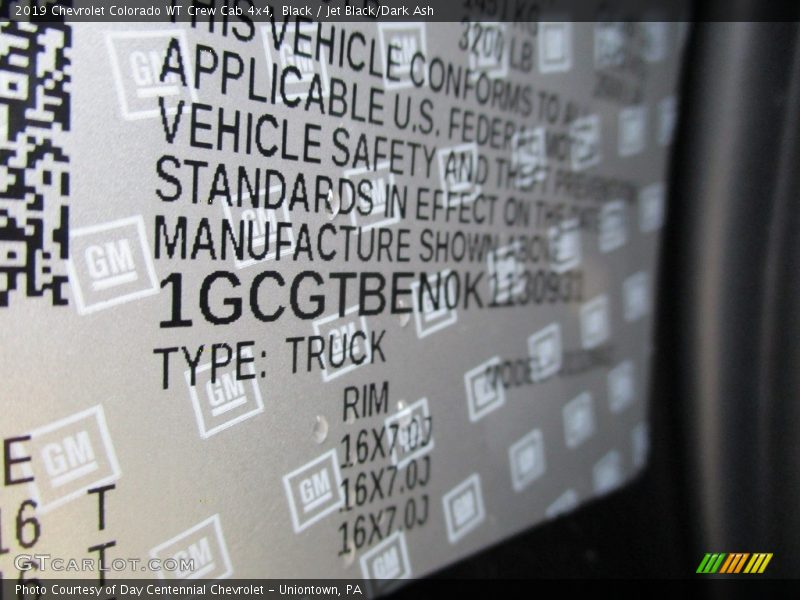 Black / Jet Black/Dark Ash 2019 Chevrolet Colorado WT Crew Cab 4x4