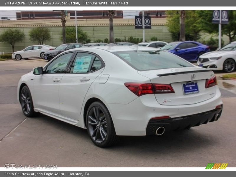 Platinum White Pearl / Red 2019 Acura TLX V6 SH-AWD A-Spec Sedan