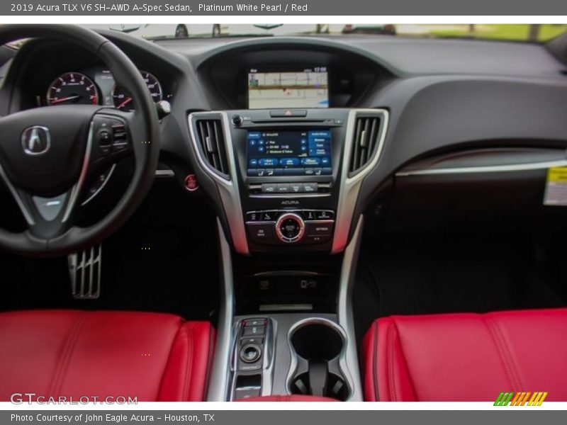 Platinum White Pearl / Red 2019 Acura TLX V6 SH-AWD A-Spec Sedan