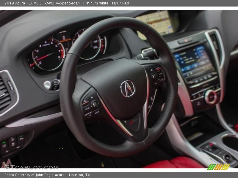 Platinum White Pearl / Red 2019 Acura TLX V6 SH-AWD A-Spec Sedan