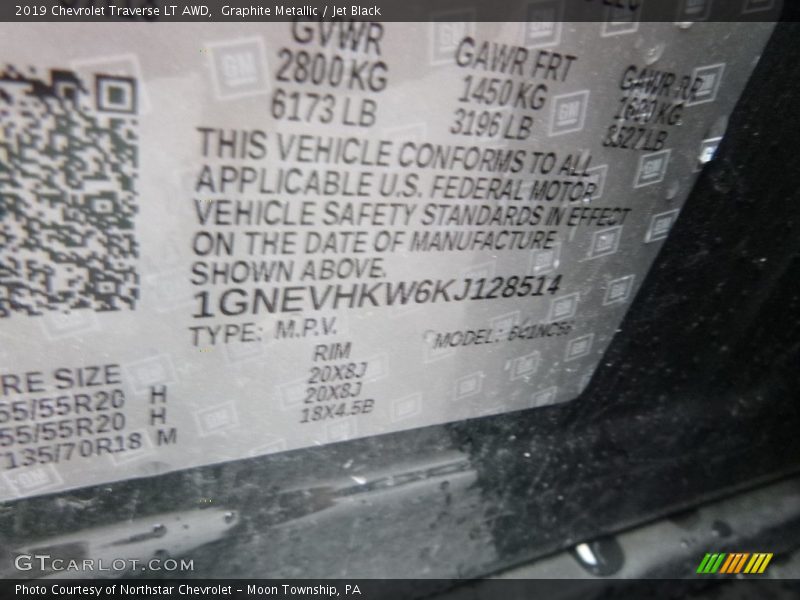 Graphite Metallic / Jet Black 2019 Chevrolet Traverse LT AWD