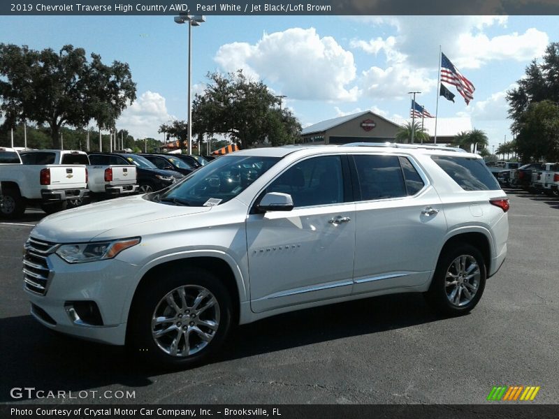 Pearl White / Jet Black/Loft Brown 2019 Chevrolet Traverse High Country AWD