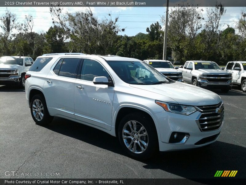 Pearl White / Jet Black/Loft Brown 2019 Chevrolet Traverse High Country AWD