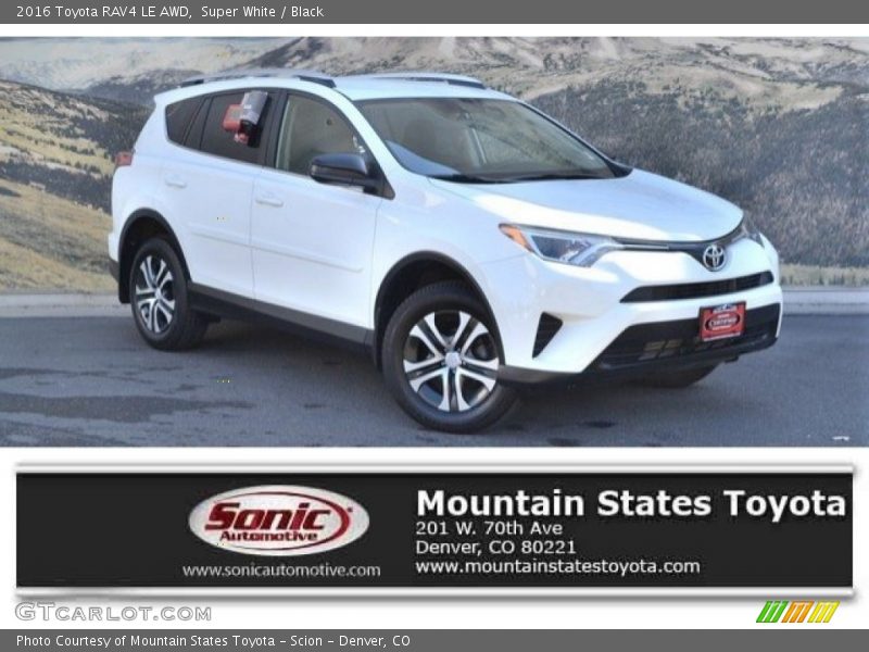 Super White / Black 2016 Toyota RAV4 LE AWD