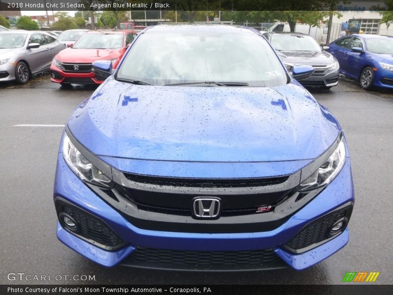 Aegean Blue Metallic / Black 2018 Honda Civic Si Sedan