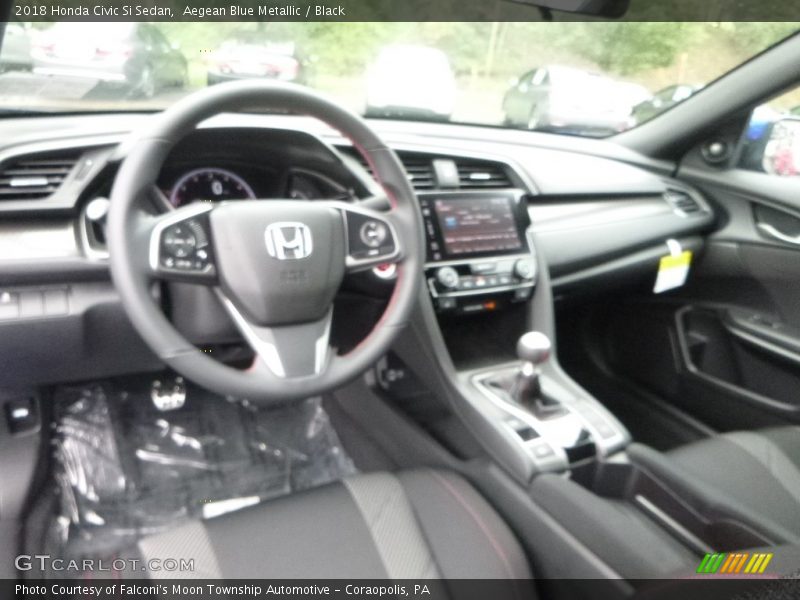 Aegean Blue Metallic / Black 2018 Honda Civic Si Sedan