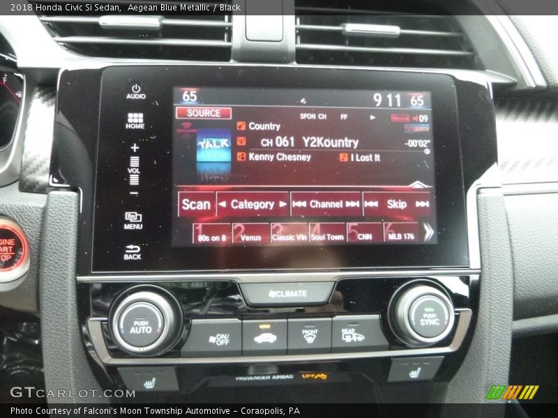 Aegean Blue Metallic / Black 2018 Honda Civic Si Sedan