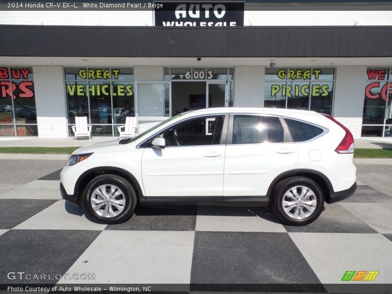 White Diamond Pearl / Beige 2014 Honda CR-V EX-L