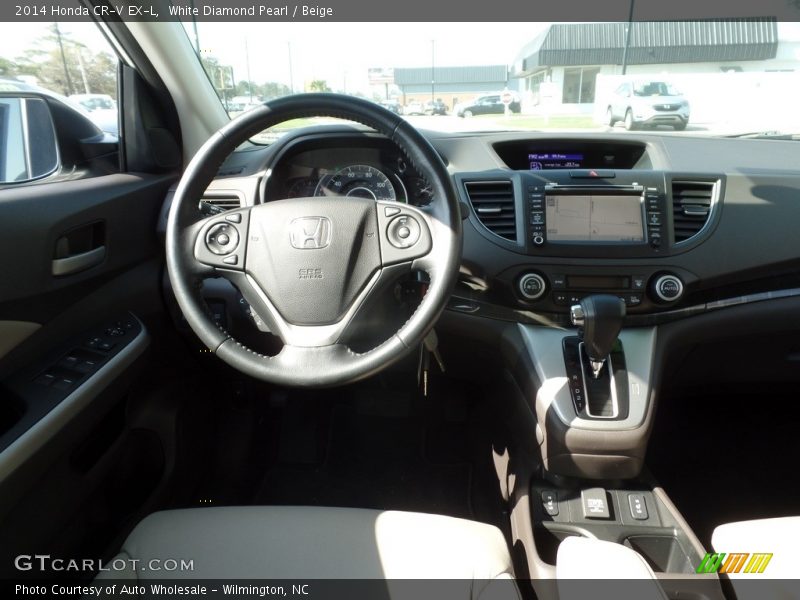 White Diamond Pearl / Beige 2014 Honda CR-V EX-L