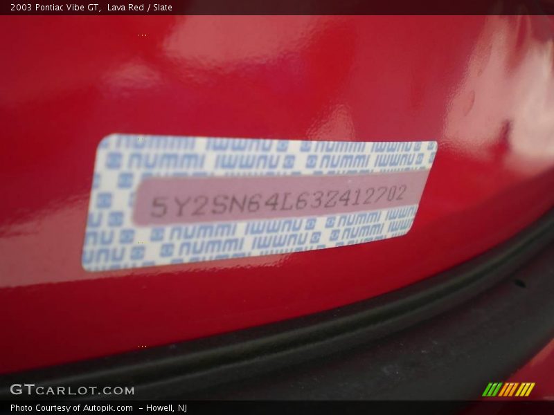Lava Red / Slate 2003 Pontiac Vibe GT