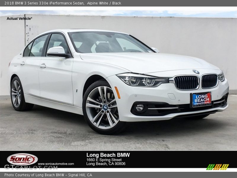 Alpine White / Black 2018 BMW 3 Series 330e iPerformance Sedan