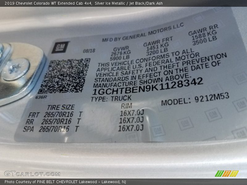 Silver Ice Metallic / Jet Black/Dark Ash 2019 Chevrolet Colorado WT Extended Cab 4x4