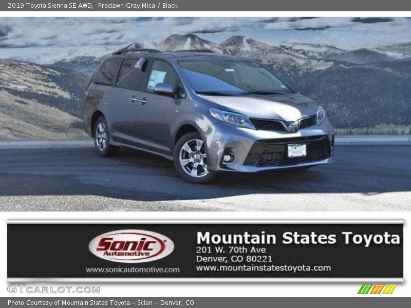 Predawn Gray Mica / Black 2019 Toyota Sienna SE AWD