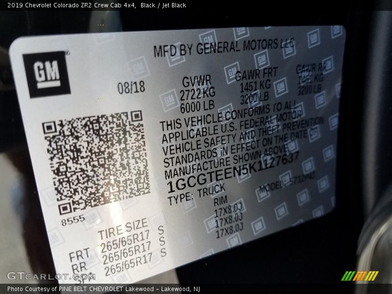 Black / Jet Black 2019 Chevrolet Colorado ZR2 Crew Cab 4x4