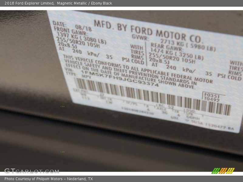 Magnetic Metallic / Ebony Black 2018 Ford Explorer Limited