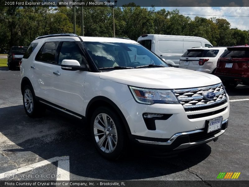 White Platinum / Medium Stone 2018 Ford Explorer Limited