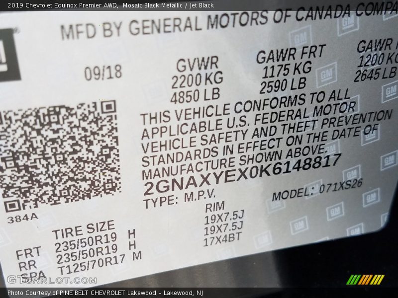 Mosaic Black Metallic / Jet Black 2019 Chevrolet Equinox Premier AWD
