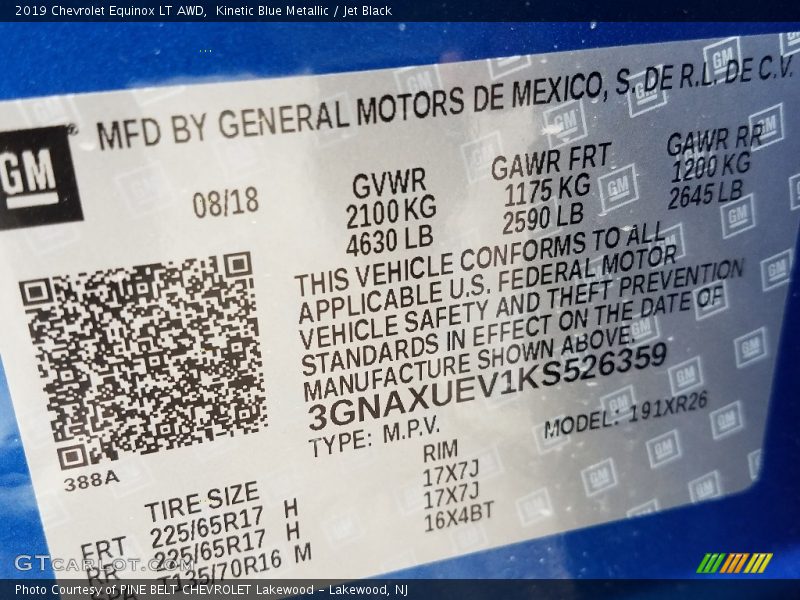 Kinetic Blue Metallic / Jet Black 2019 Chevrolet Equinox LT AWD