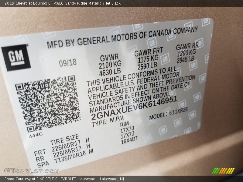 Sandy Ridge Metallic / Jet Black 2019 Chevrolet Equinox LT AWD