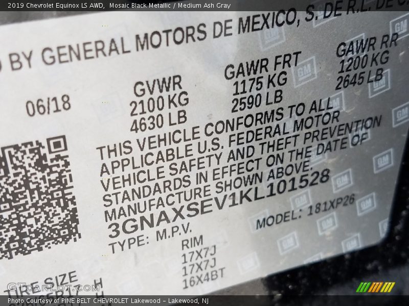 Mosaic Black Metallic / Medium Ash Gray 2019 Chevrolet Equinox LS AWD