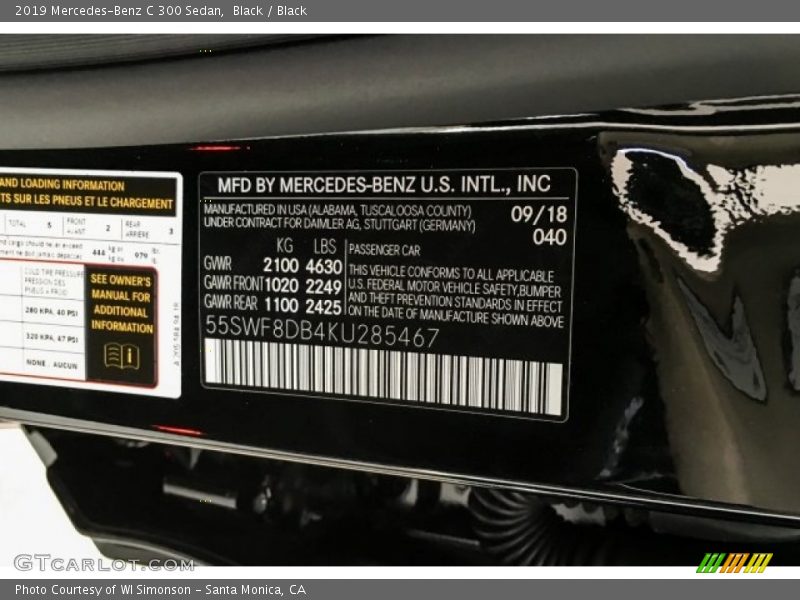 Black / Black 2019 Mercedes-Benz C 300 Sedan