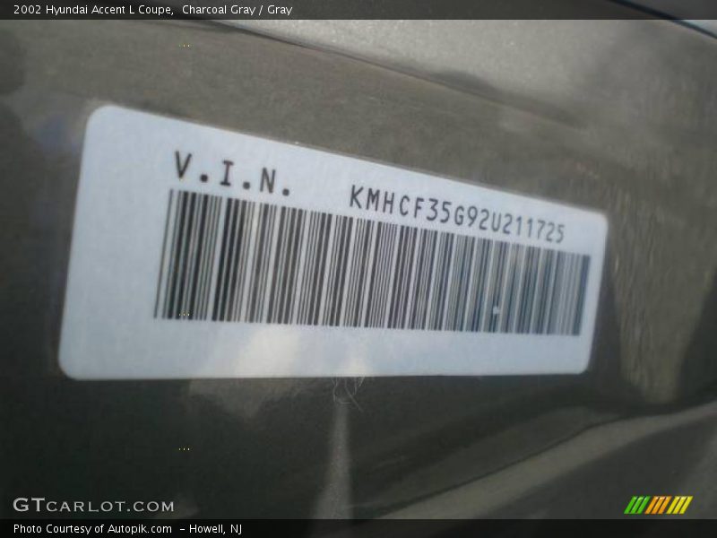 Charcoal Gray / Gray 2002 Hyundai Accent L Coupe