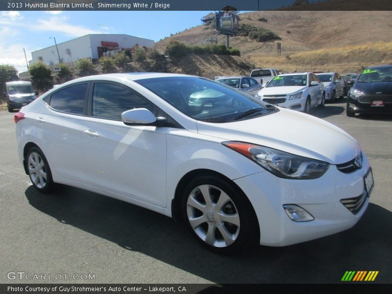 Shimmering White / Beige 2013 Hyundai Elantra Limited