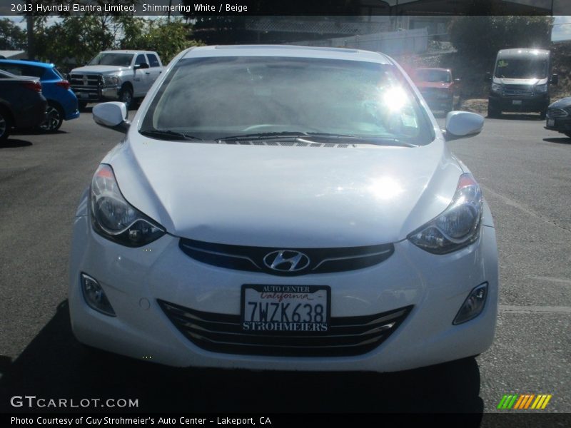 Shimmering White / Beige 2013 Hyundai Elantra Limited