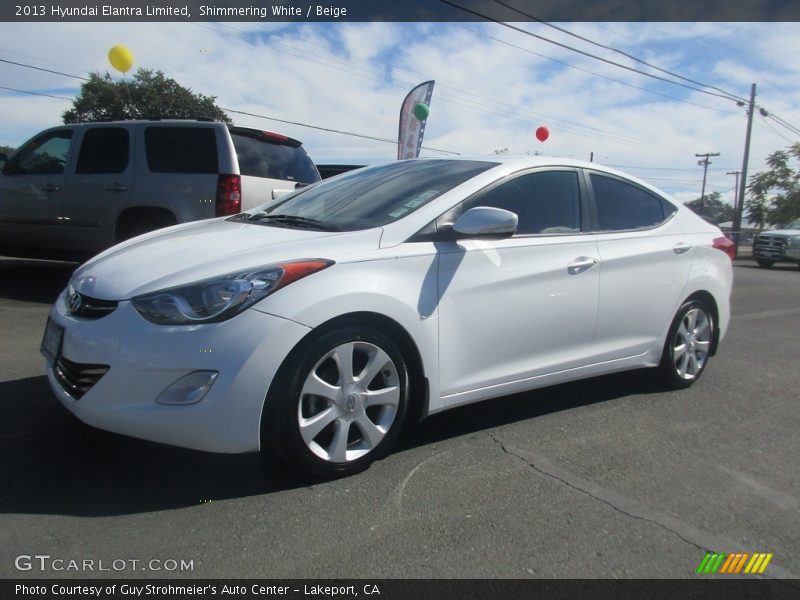 Shimmering White / Beige 2013 Hyundai Elantra Limited