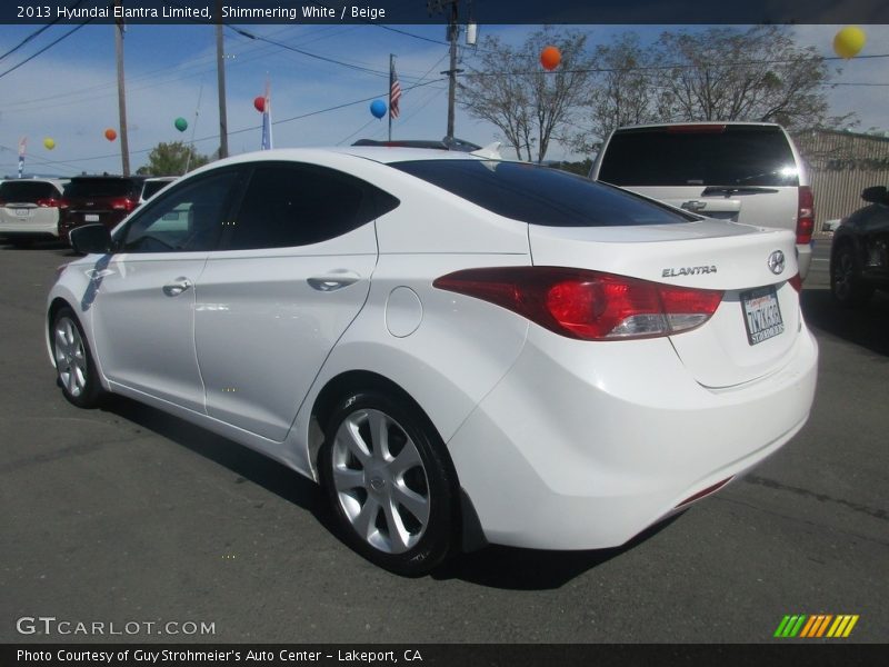 Shimmering White / Beige 2013 Hyundai Elantra Limited