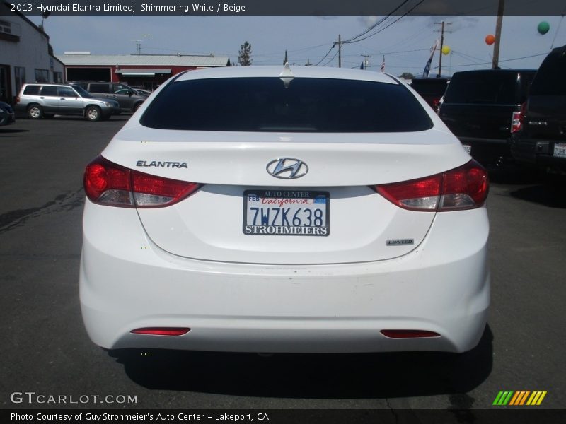 Shimmering White / Beige 2013 Hyundai Elantra Limited