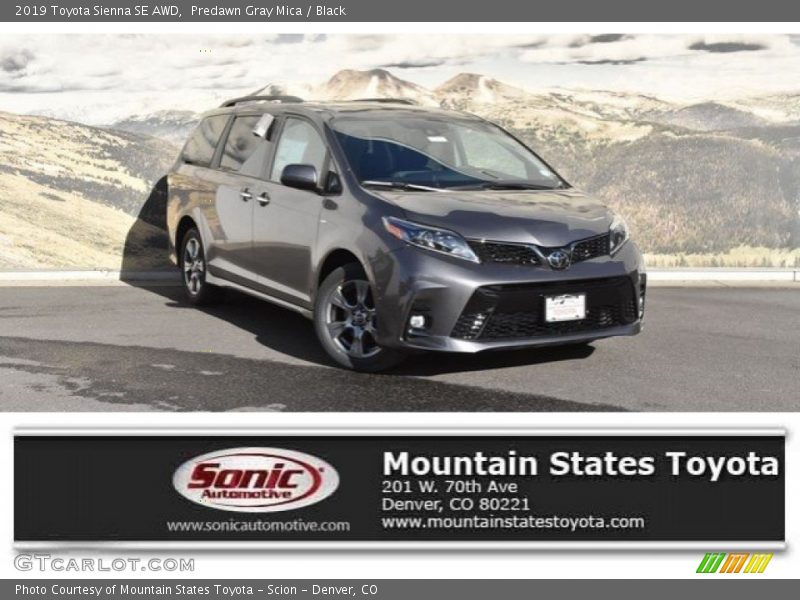 Predawn Gray Mica / Black 2019 Toyota Sienna SE AWD