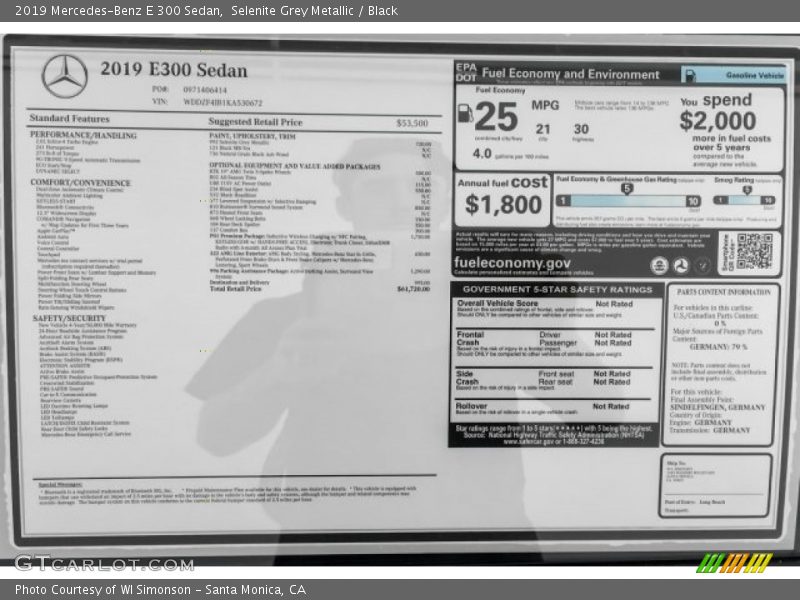 Selenite Grey Metallic / Black 2019 Mercedes-Benz E 300 Sedan
