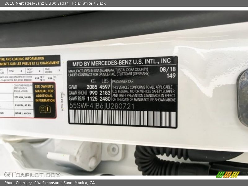 Polar White / Black 2018 Mercedes-Benz C 300 Sedan