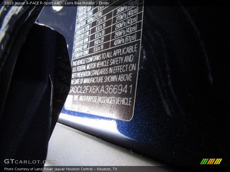 Loire Blue Metallic / Ebony 2019 Jaguar F-PACE R-Sport AWD