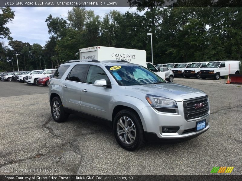 Champagne Silver Metallic / Ebony 2015 GMC Acadia SLT AWD