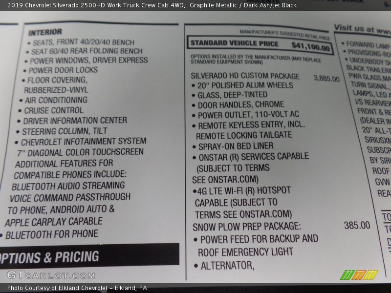 Graphite Metallic / Dark Ash/Jet Black 2019 Chevrolet Silverado 2500HD Work Truck Crew Cab 4WD
