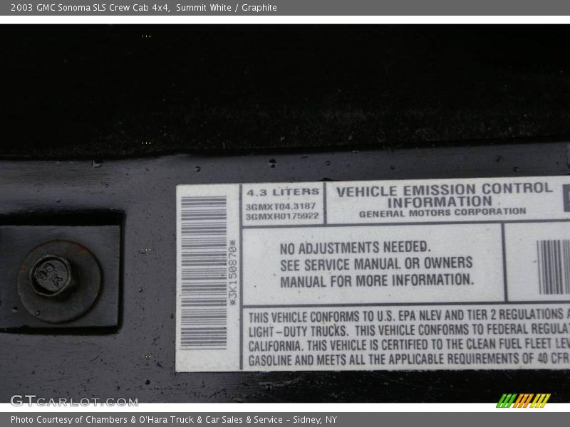 Summit White / Graphite 2003 GMC Sonoma SLS Crew Cab 4x4