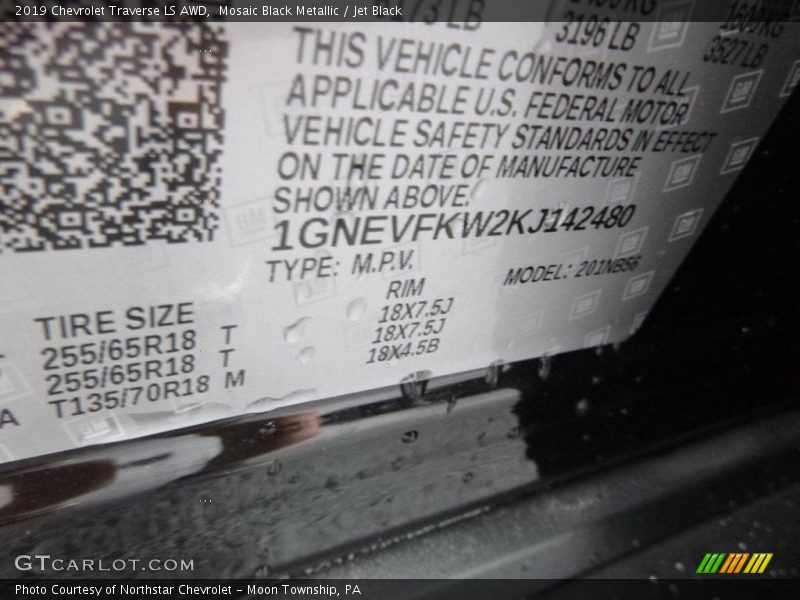Mosaic Black Metallic / Jet Black 2019 Chevrolet Traverse LS AWD