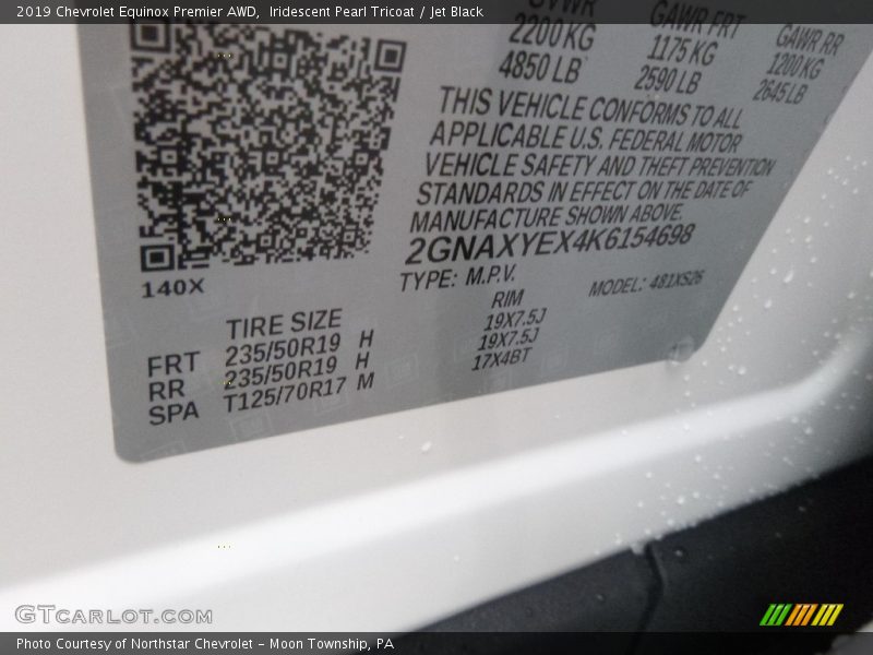 Iridescent Pearl Tricoat / Jet Black 2019 Chevrolet Equinox Premier AWD