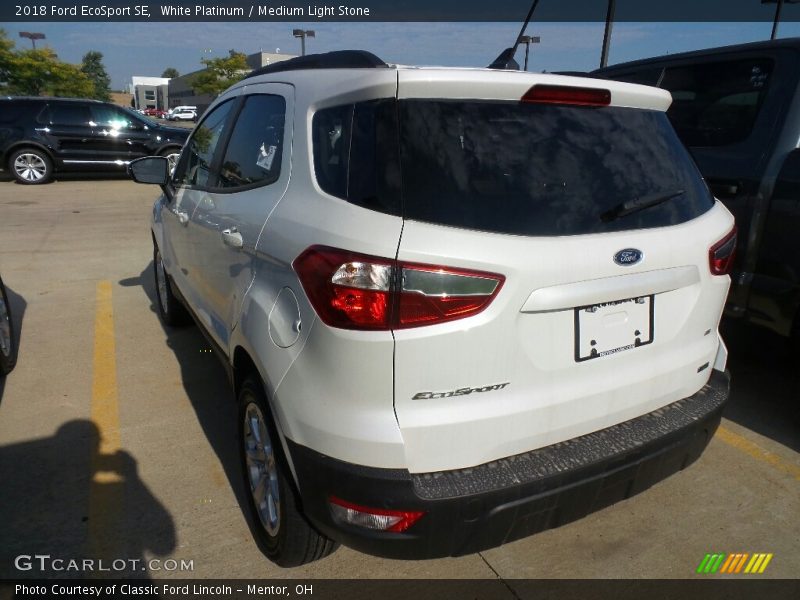 White Platinum / Medium Light Stone 2018 Ford EcoSport SE