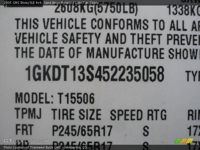 Sand Beige Metallic / Light Tan/Ebony 2005 GMC Envoy SLE 4x4