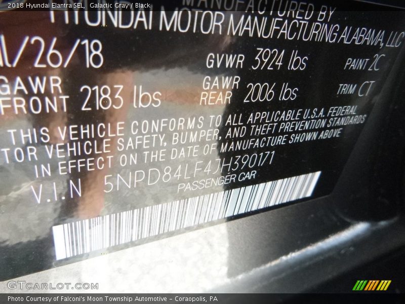 Galactic Gray / Black 2018 Hyundai Elantra SEL